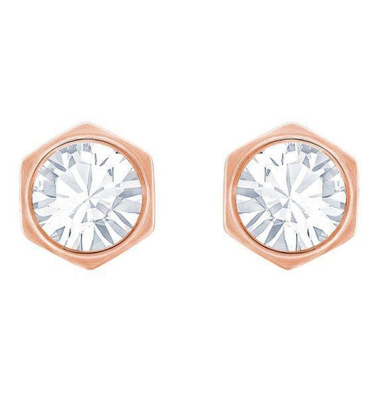 Swarovski Rose Gold Tone Hexagonal Stud Earrings 5371199
