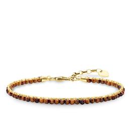 Thomas Sabo Glam And Soul Yellow Gold Tiger's Eye Brown Bracelet A1713-887-2-l19v