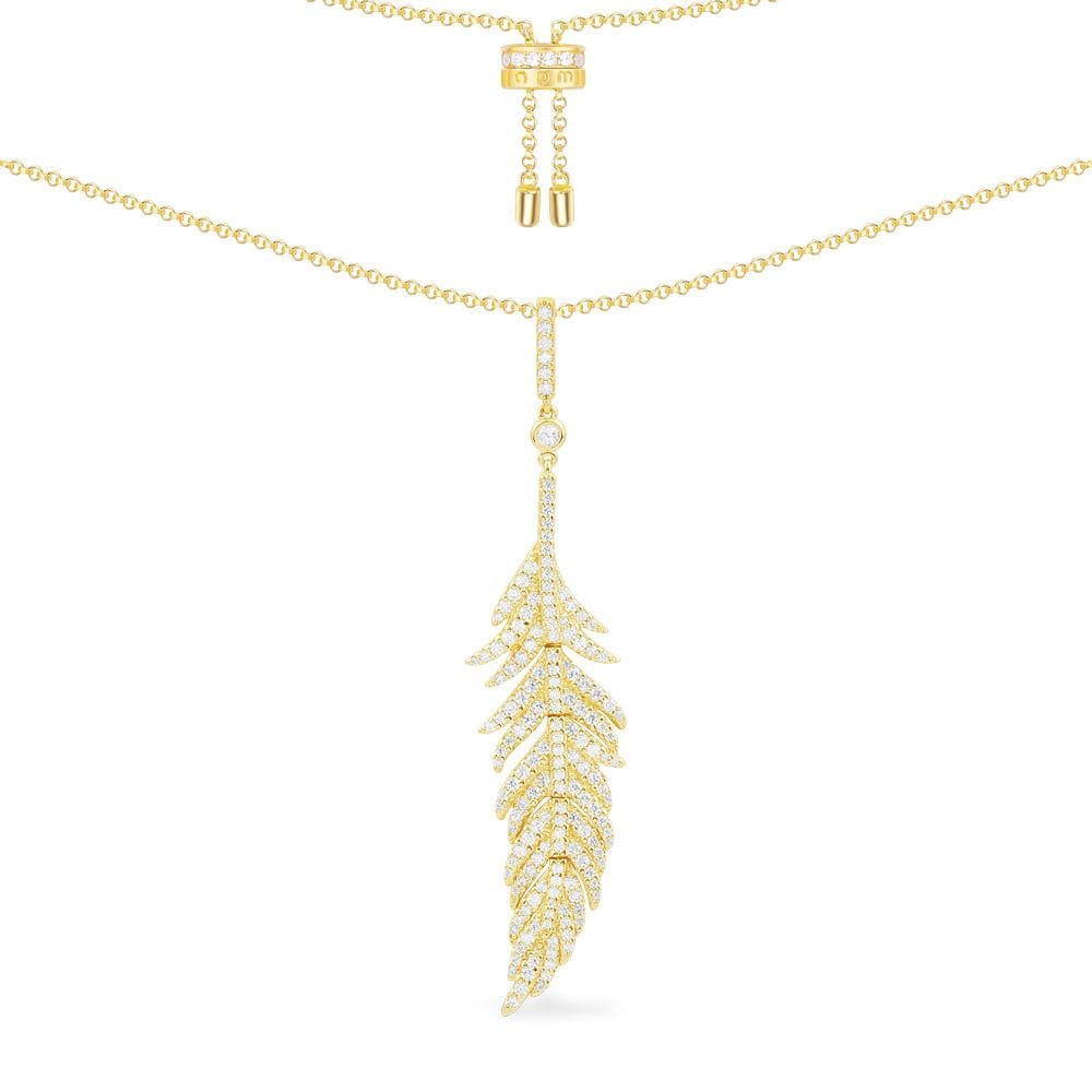 Feather Shaped Pendant - Yellow Silver AC5786OXY