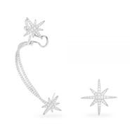 APM Asymmetric Double Météorites Earring And Its Stud - Silver AE8426OX