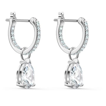 Swarovski Attract hoop earrings Pear cut crystal, White, Rhodium plated 5563119
