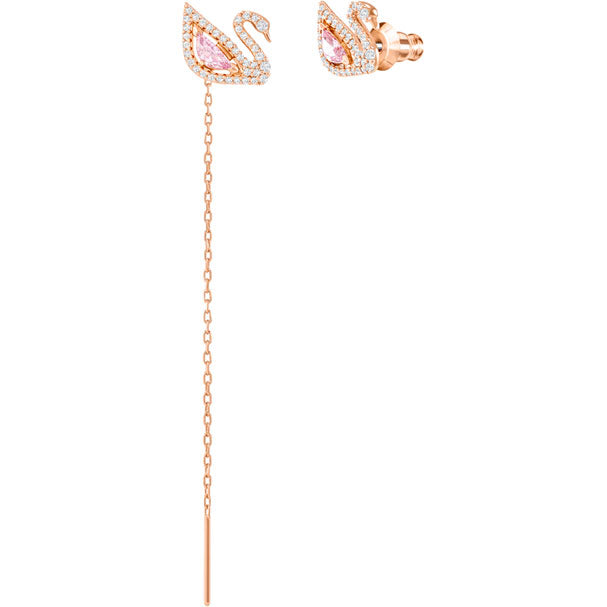 Swarovski Dazzling Swan Pierced Earrings, Multi-colored, Rose Gold Plating 5469990