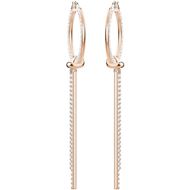 Swarovski Lifelong Hoop Pierced Earrings, White, Rose Gold Plating 5390820