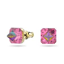 Ortyx stud earrings Pyramid cut, Pink, Gold-tone plated 5614062