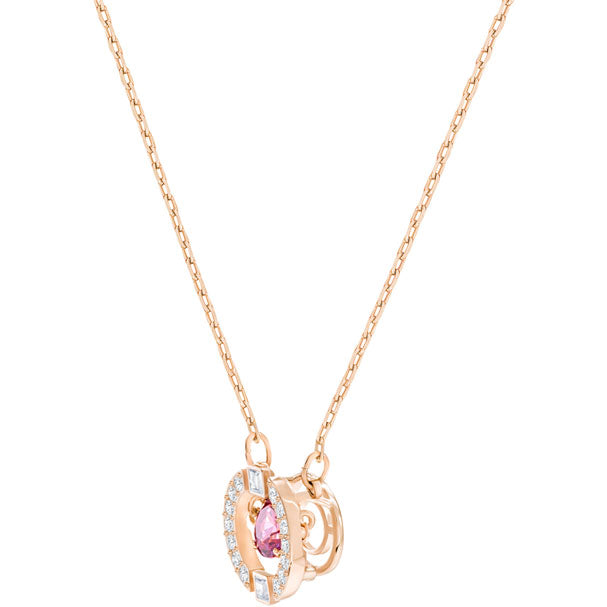 Swarovski Sparkling Dance Round Necklace, Red, Rose gold plating 5279421