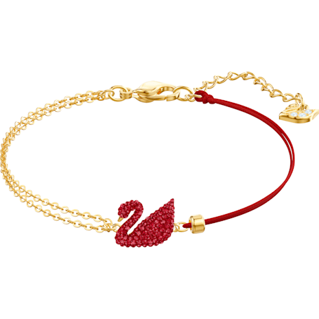 Swarovski Iconic Swan Bracelet, Red, Gold-tone Plated 5465403