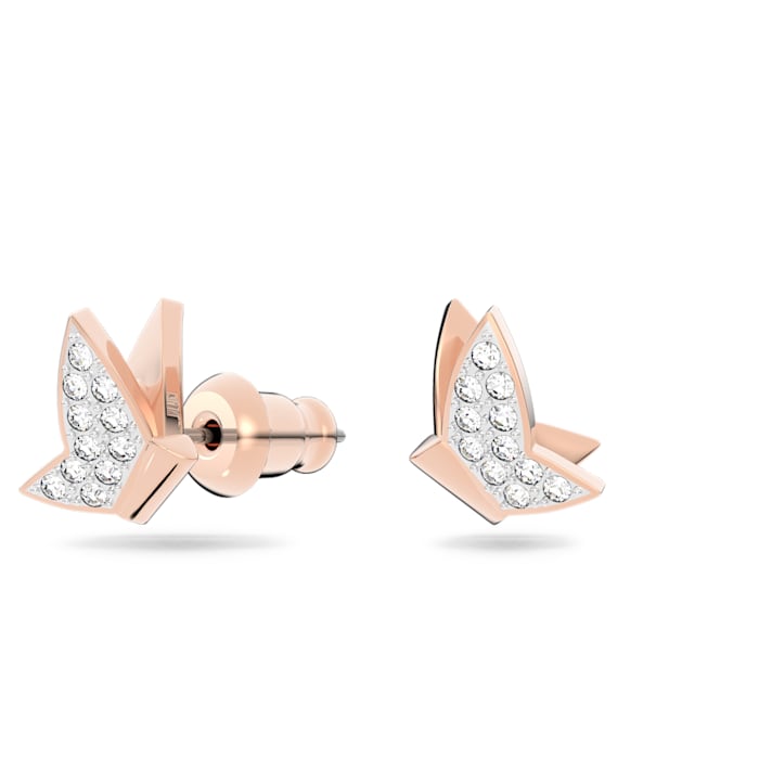 Lilia stud earrings Butterfly, White, Rhodium plated 5636424 5636427