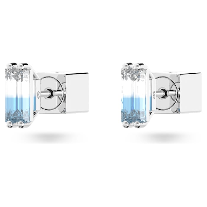 Swarovski Stilla stud earrings Cushion cut, Blue, Rhodium plated 5639132