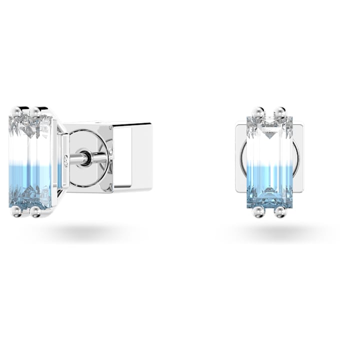 Swarovski Stilla stud earrings Cushion cut, Blue, Rhodium plated 5639132