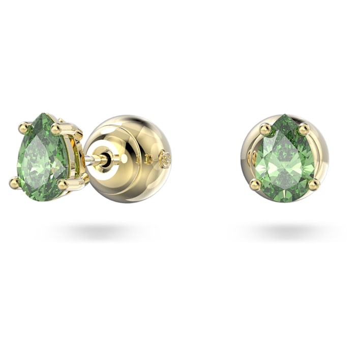 Swarovski Stilla stud earrings Pear cut, Green, Gold-tone plated 5639120