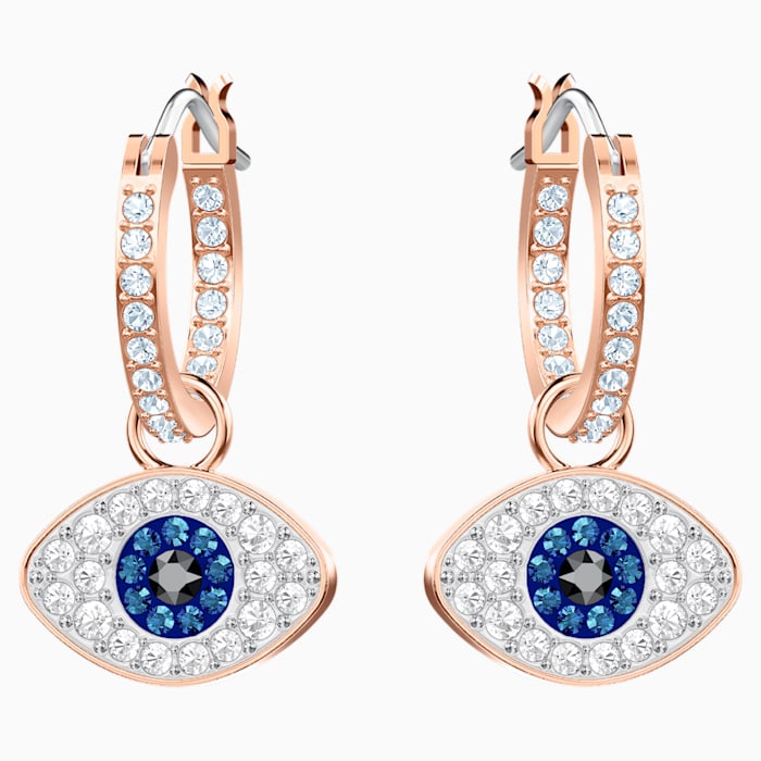Swarovski Symbolic Evil Eye Hoop Pierced Earrings, Multi-colored, Rose gold plating 5425857