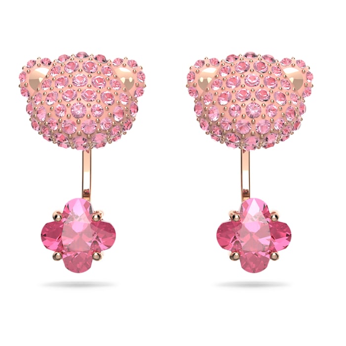 Swarovski Teddy earring jackets Bear, Pink, Rose gold-tone plated 5642982